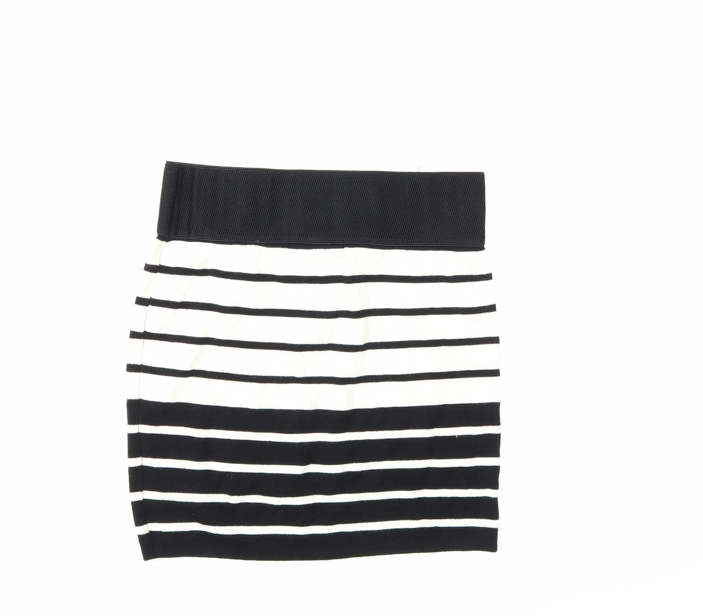 Preworn Womens White Striped Knit Mini Skirt Size 26 in