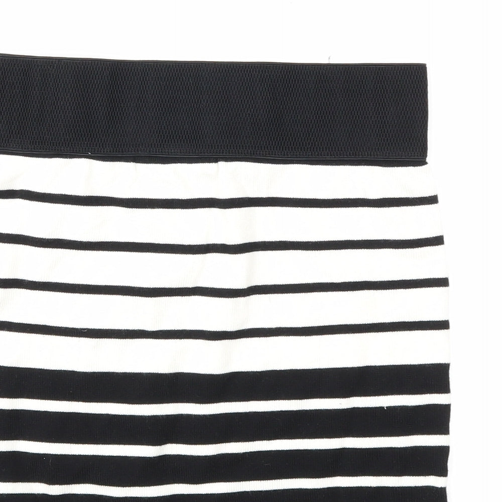 Preworn Womens White Striped Knit Mini Skirt Size 26 in