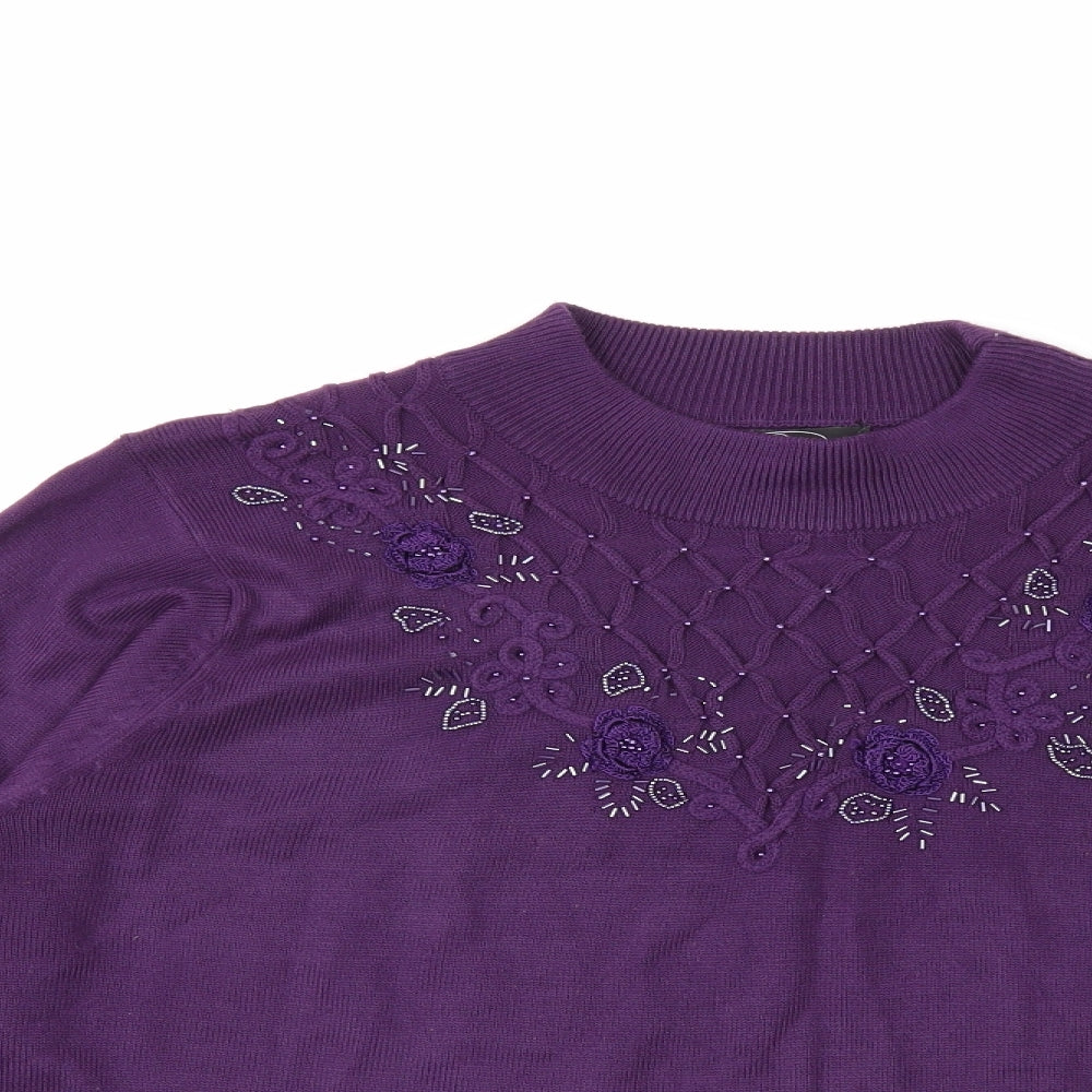 Bonmarché Womens Purple  Knit Pullover Jumper Size L