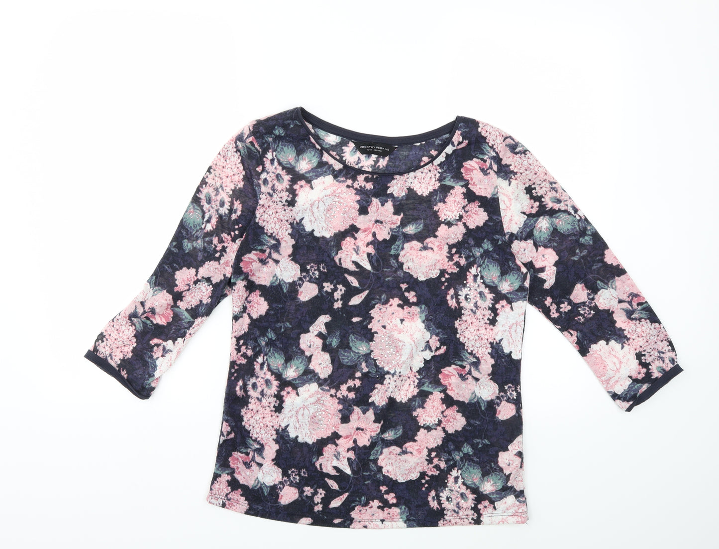Dorothy Perkins Womens Blue Floral  Basic T-Shirt Size 12
