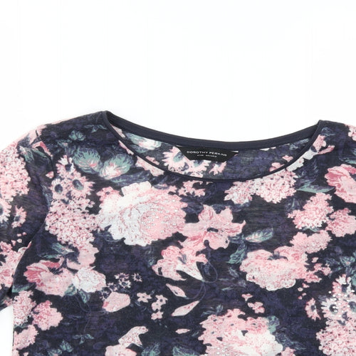 Dorothy Perkins Womens Blue Floral  Basic T-Shirt Size 12