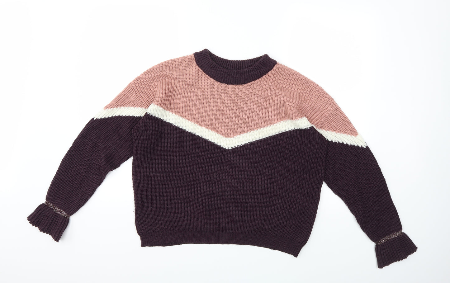 Pieces Womens Pink  Knit Pullover Jumper Size M
