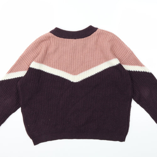 Pieces Womens Pink  Knit Pullover Jumper Size M