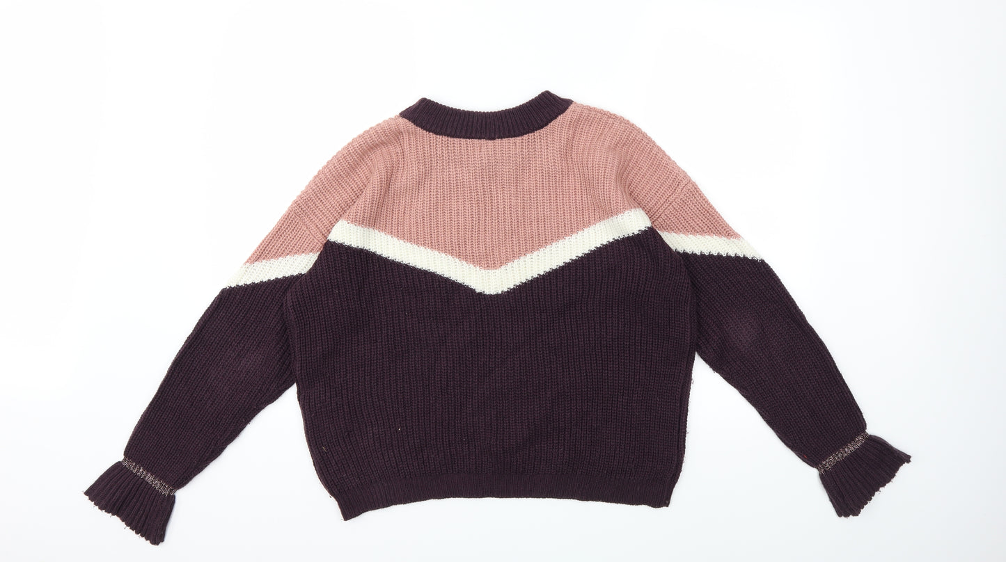 Pieces Womens Pink  Knit Pullover Jumper Size M
