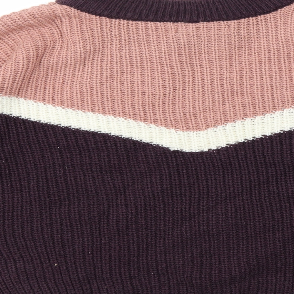 Pieces Womens Pink  Knit Pullover Jumper Size M