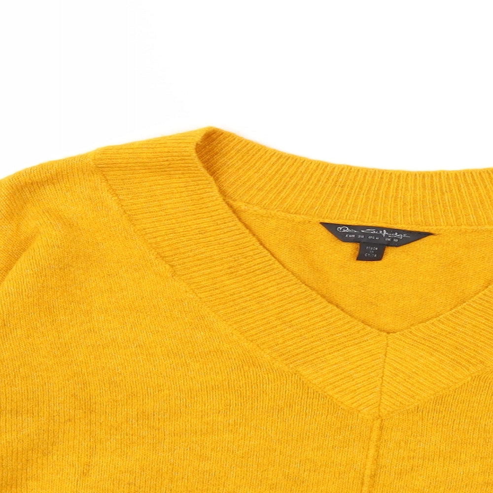 Miss Selfridge Womens Yellow  Knit Pullover Jumper Size 10