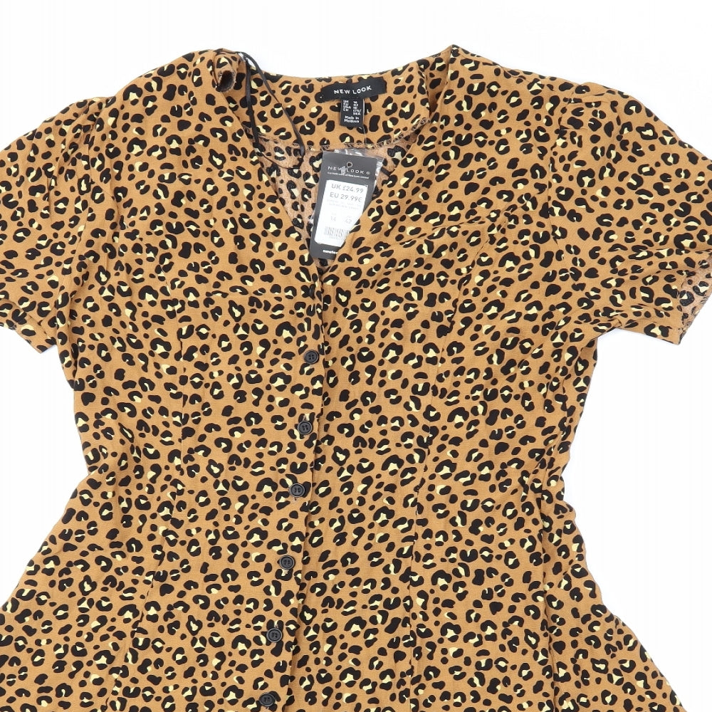New Look Womens Beige Animal Print  Shift  Size 14