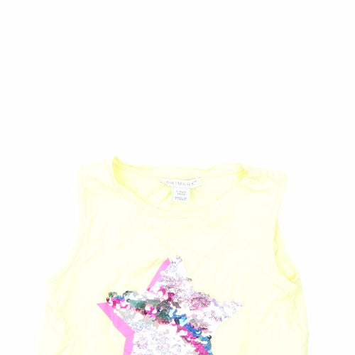 Primark Girls Yellow   Basic Tank Size 5-6 Years