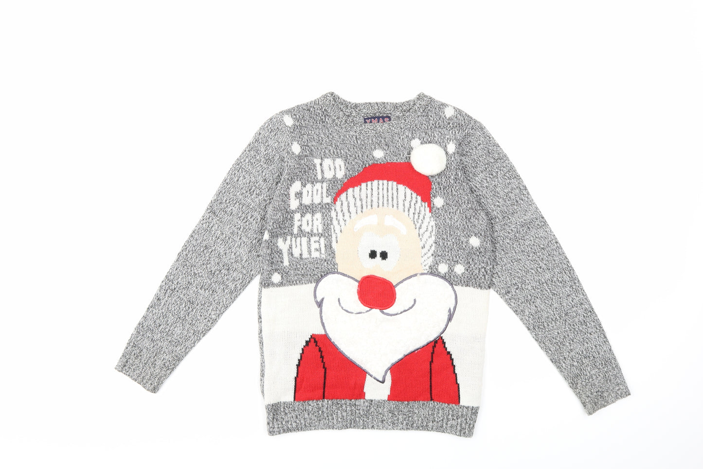 F&F Boys Grey  Knit Pullover Jumper Size 9-10 Years