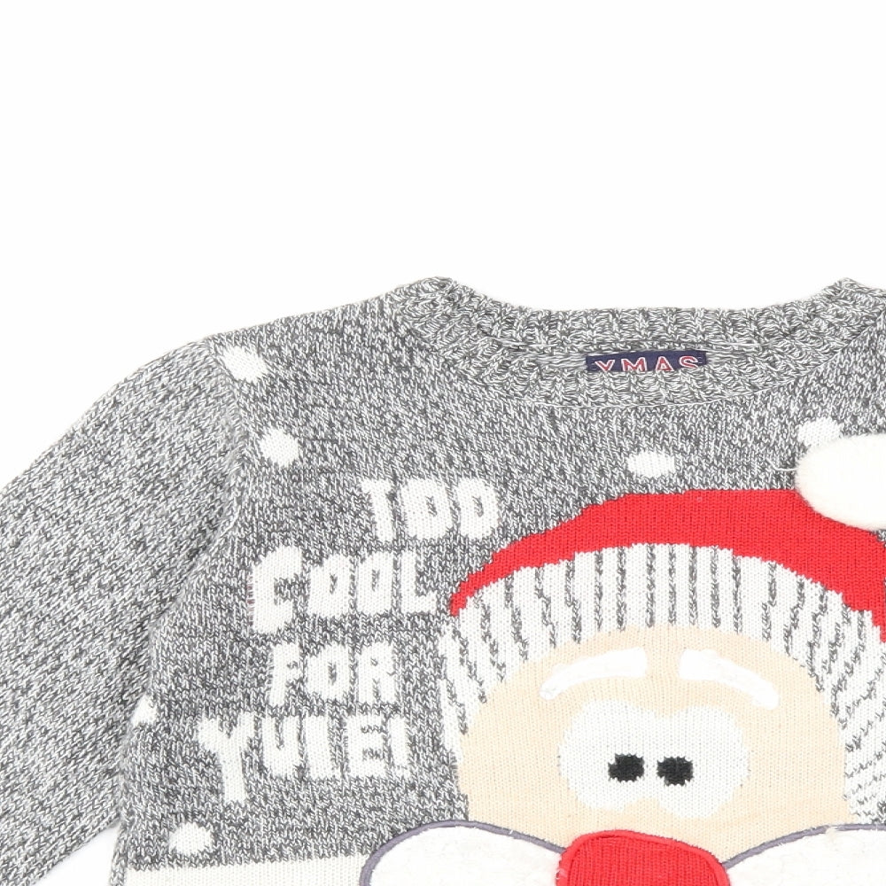 F&F Boys Grey  Knit Pullover Jumper Size 9-10 Years