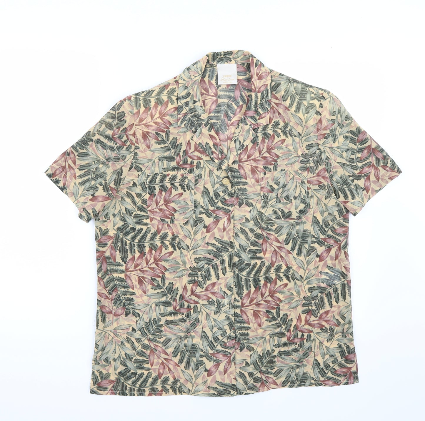 Eastex Womens Beige Floral  Basic Button-Up Size 12