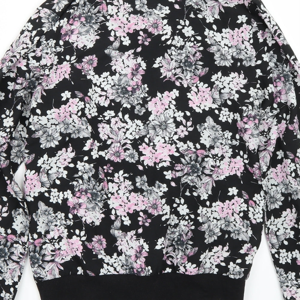 Papaya Womens Black Floral  Jacket Coat Size 10