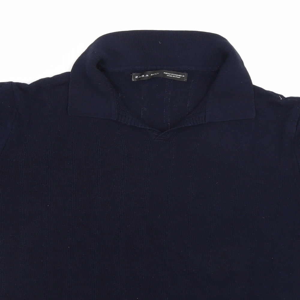 Zara Mens Blue    Polo Size M