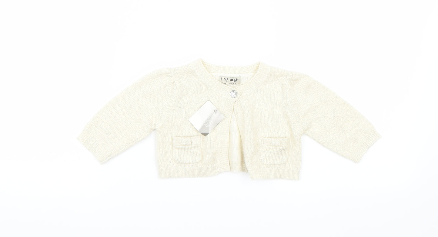NEXT Girls White   Cardigan Jumper Size 3-6 Months