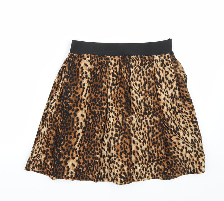 INBDUEWOMAN Womens Brown Animal Print  A-Line Skirt Size S