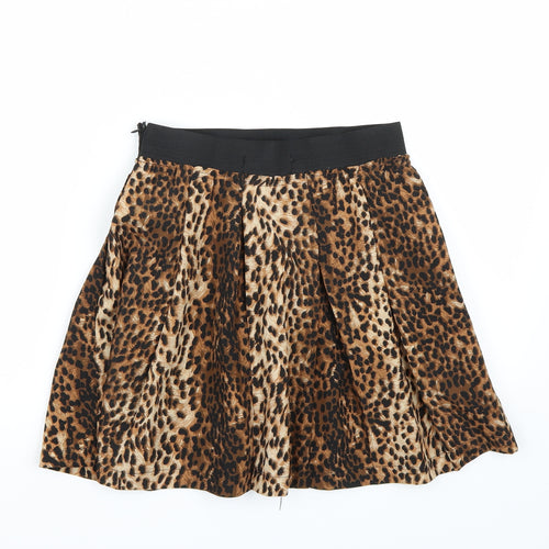 INBDUEWOMAN Womens Brown Animal Print  A-Line Skirt Size S