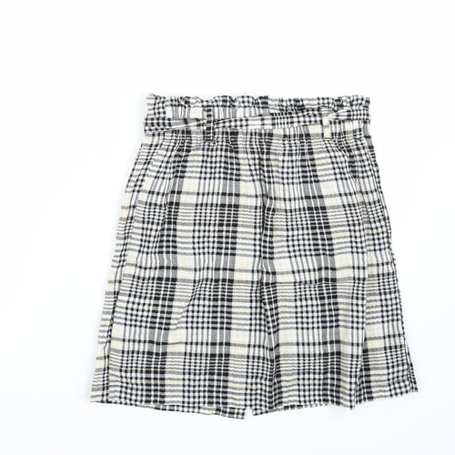 Newlook Womens White Check  A-Line Skirt Size 8