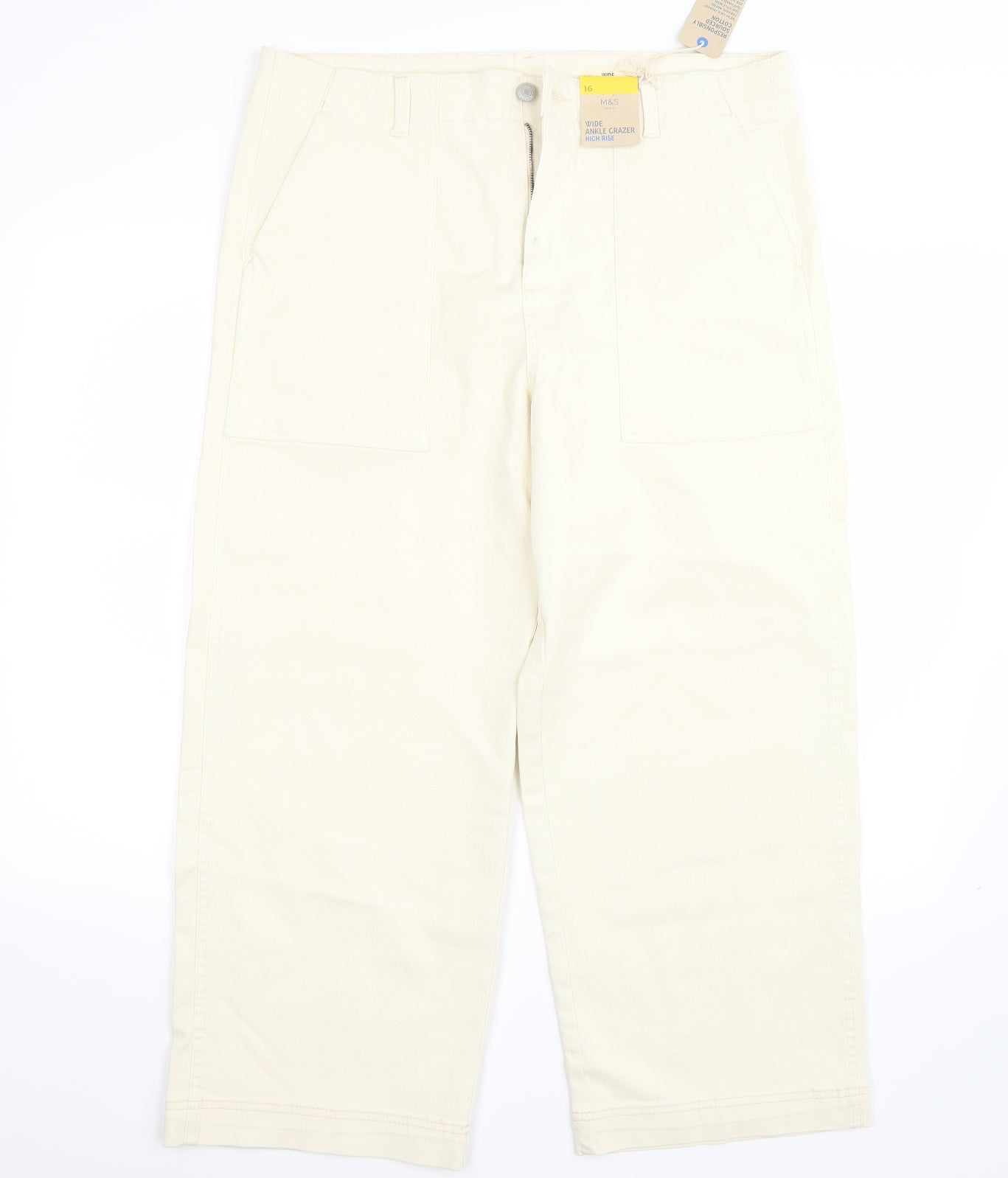 Marks and Spencer Womens White   Cropped Jeans Size 16 L26 in