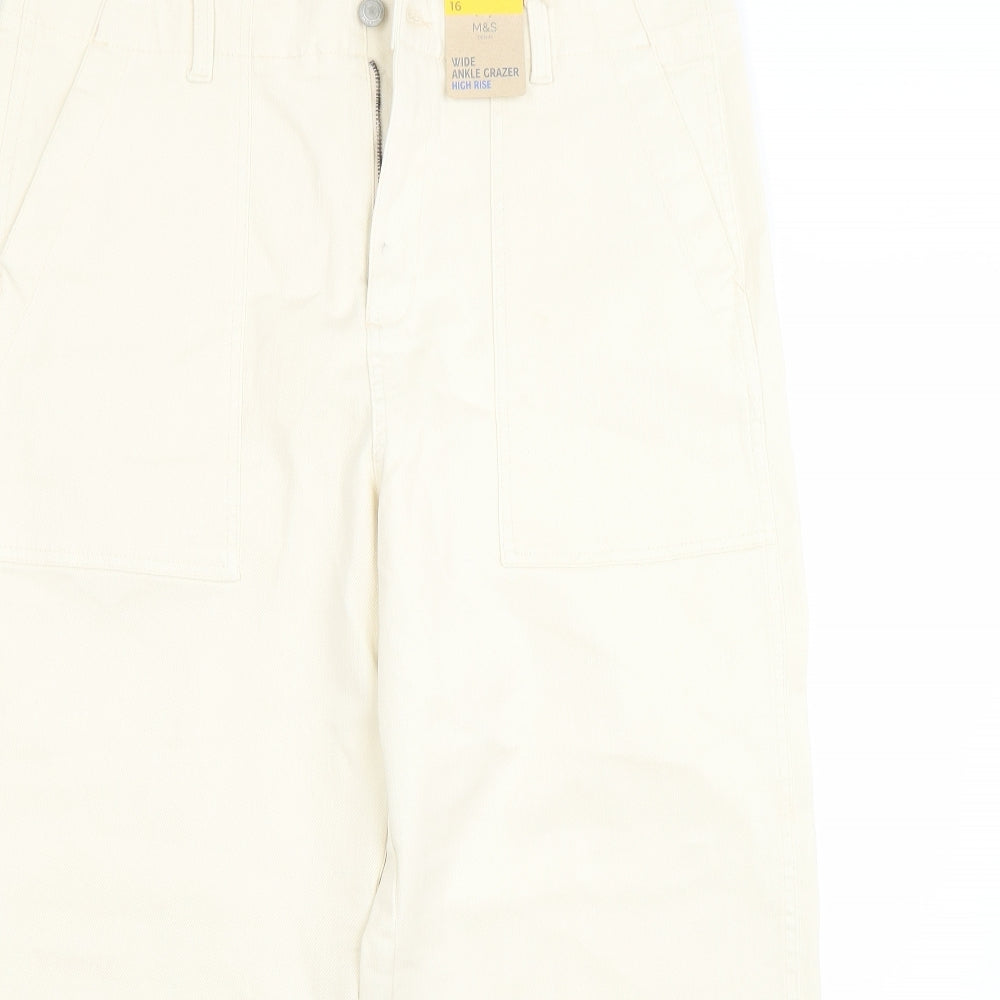 Marks and Spencer Womens White   Cropped Jeans Size 16 L26 in