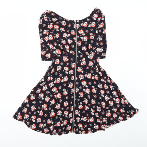 Topshop Womens Black Tie Dye  Fit & Flare  Size 8