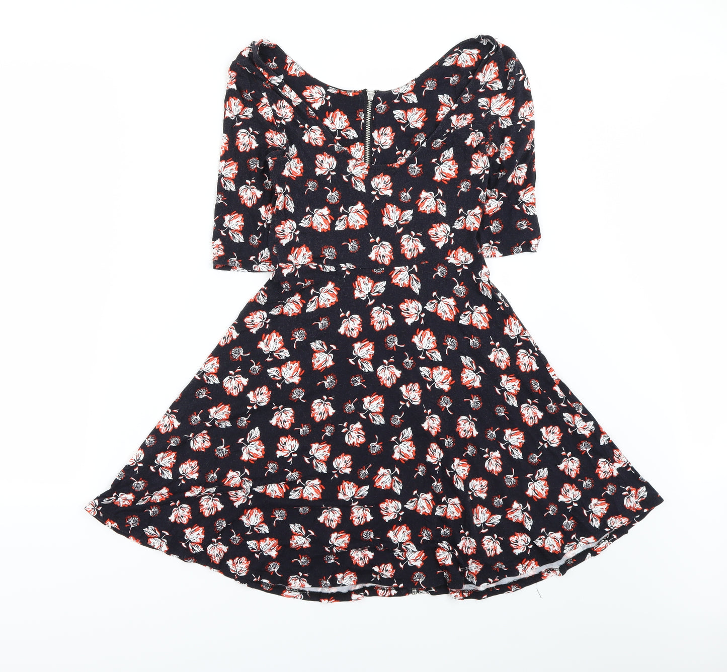 Topshop Womens Black Tie Dye  Fit & Flare  Size 8