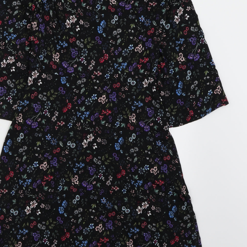 Red Herring Womens Black Floral  A-Line  Size 10
