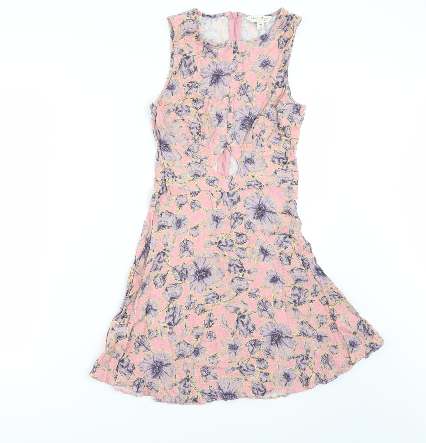 Miss Selfridge Womens Pink Floral  A-Line  Size 8