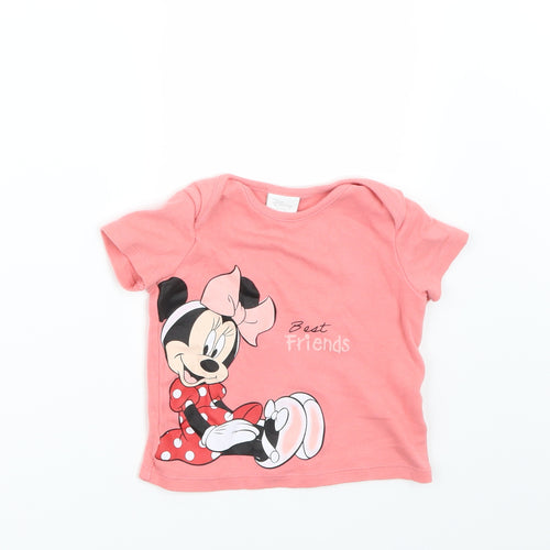 Disney Baby Girls Pink   Basic T-Shirt Size 6-9 Months