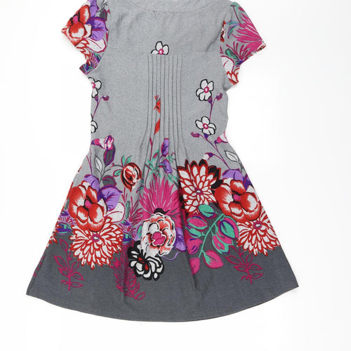 Stella Womens Grey Floral  Fit & Flare  Size L
