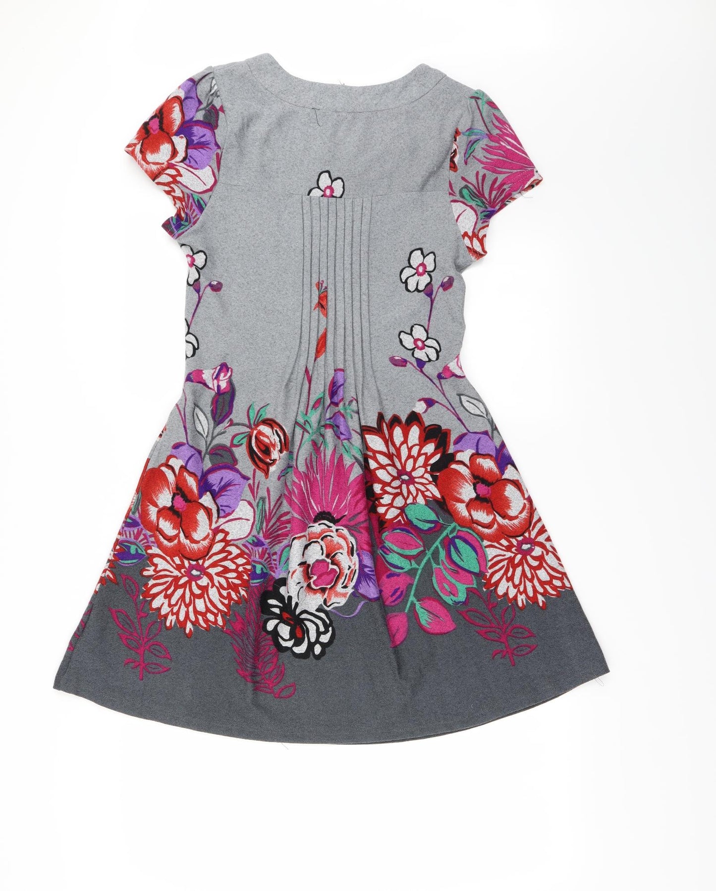 Stella Womens Grey Floral  Fit & Flare  Size L