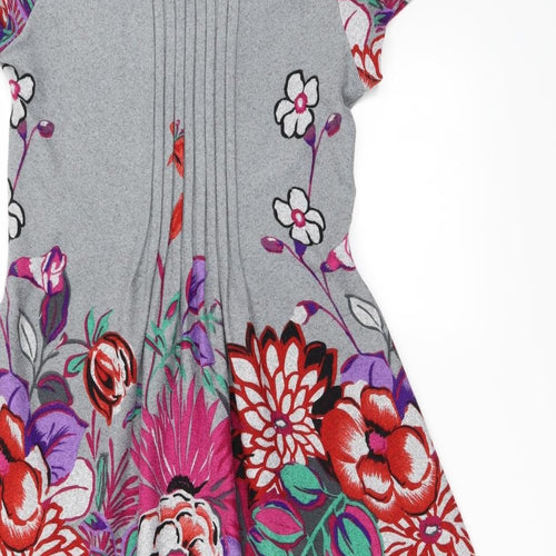 Stella Womens Grey Floral  Fit & Flare  Size L