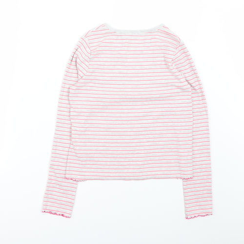 Marks and Spencer Girls Grey Striped  Basic T-Shirt Size 12-13 Years