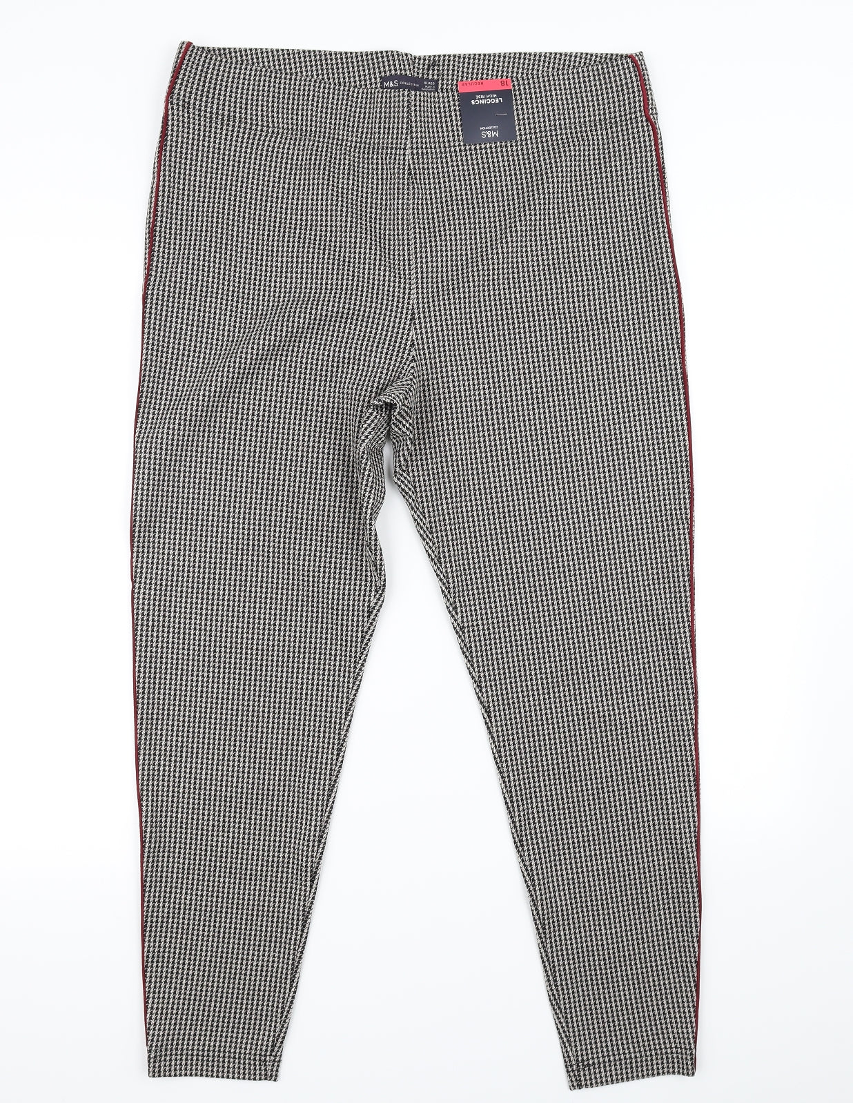 Marks and Spencer Womens Beige Check  Jegging Leggings Size 18 L26 in
