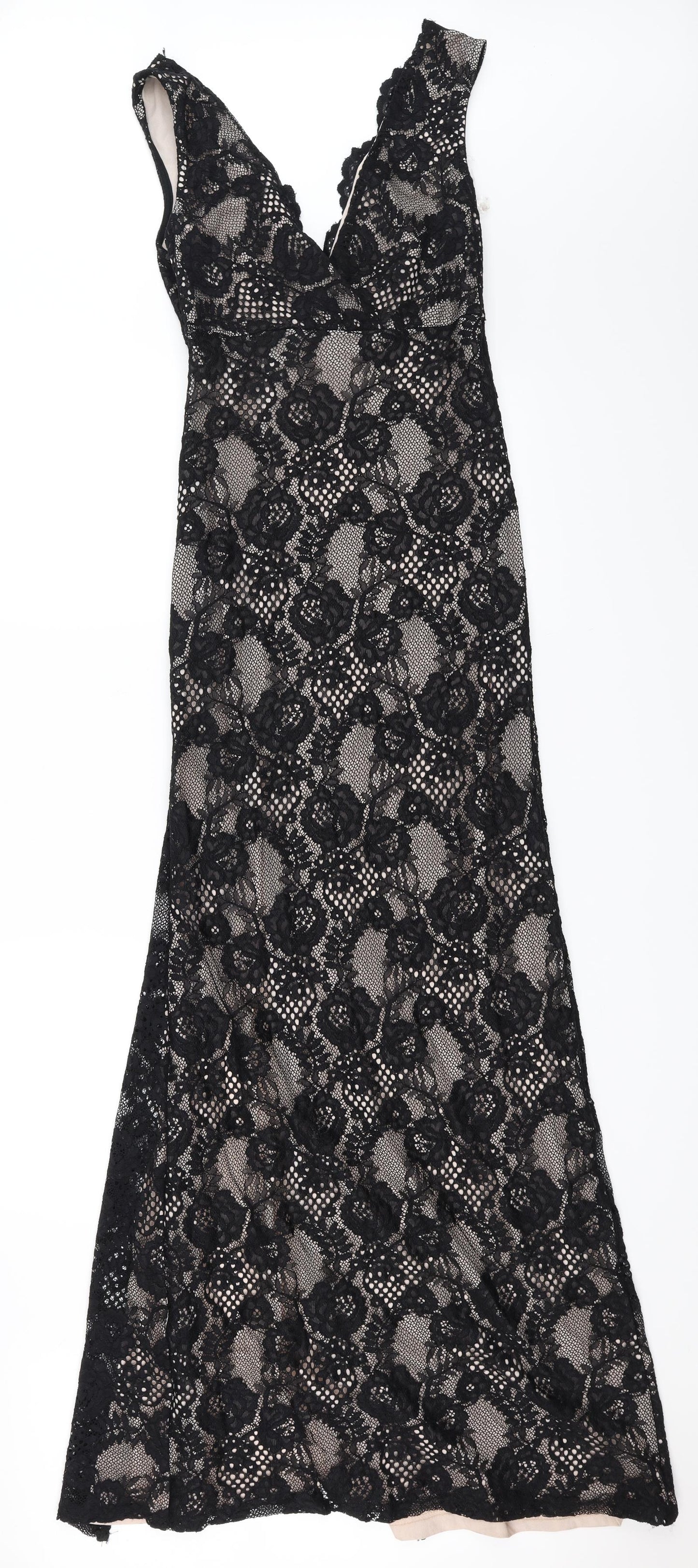 Lipsy Womens Black Floral  Bodycon  Size 12