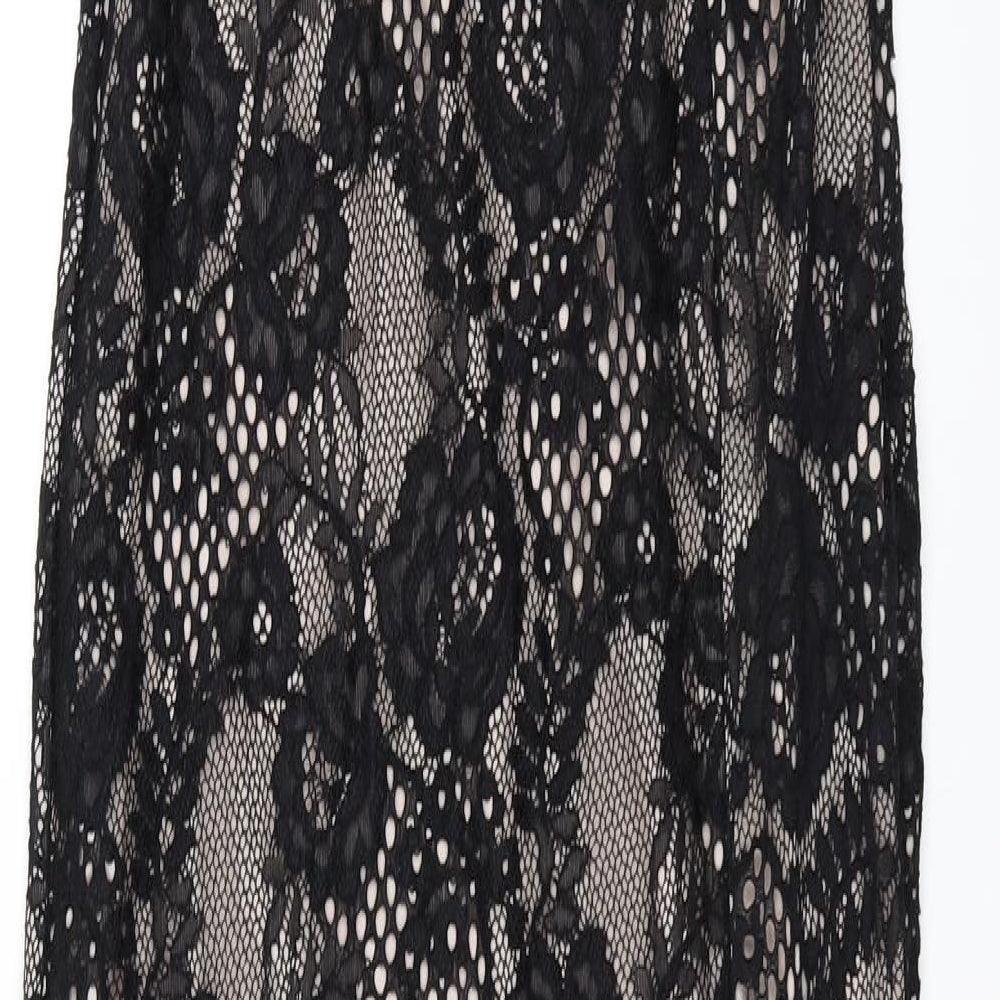 Lipsy Womens Black Floral  Bodycon  Size 12