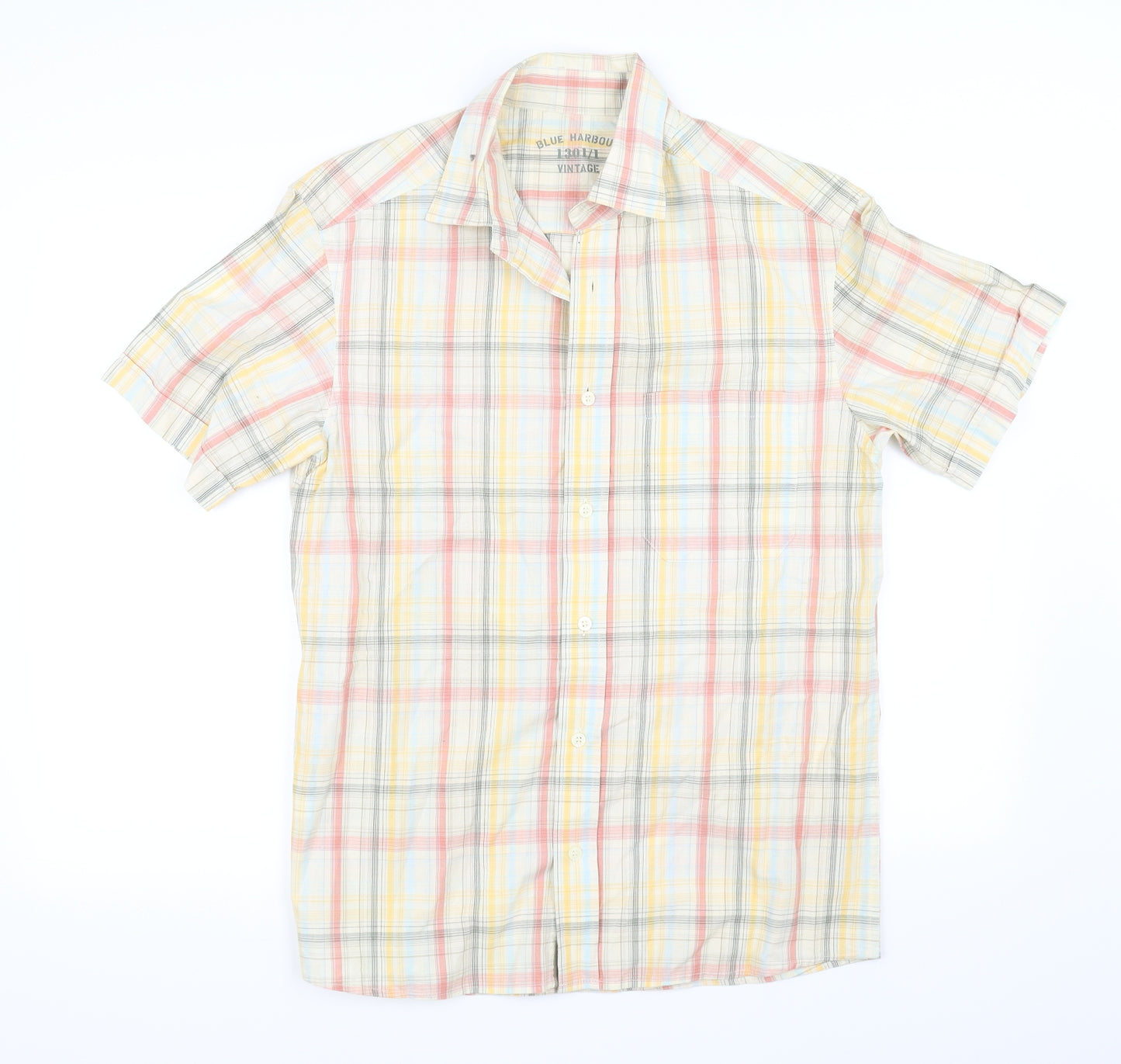 Marks and Spencer Mens Yellow Check   Button-Up Size S