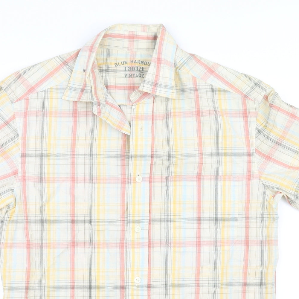 Marks and Spencer Mens Yellow Check   Button-Up Size S