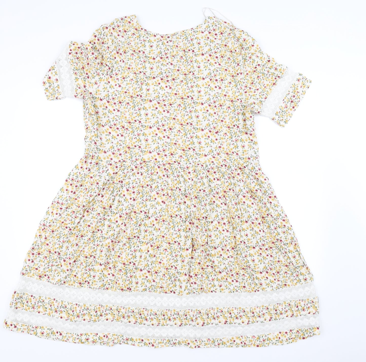 Preworn Womens Yellow Floral  Fit & Flare  Size 18