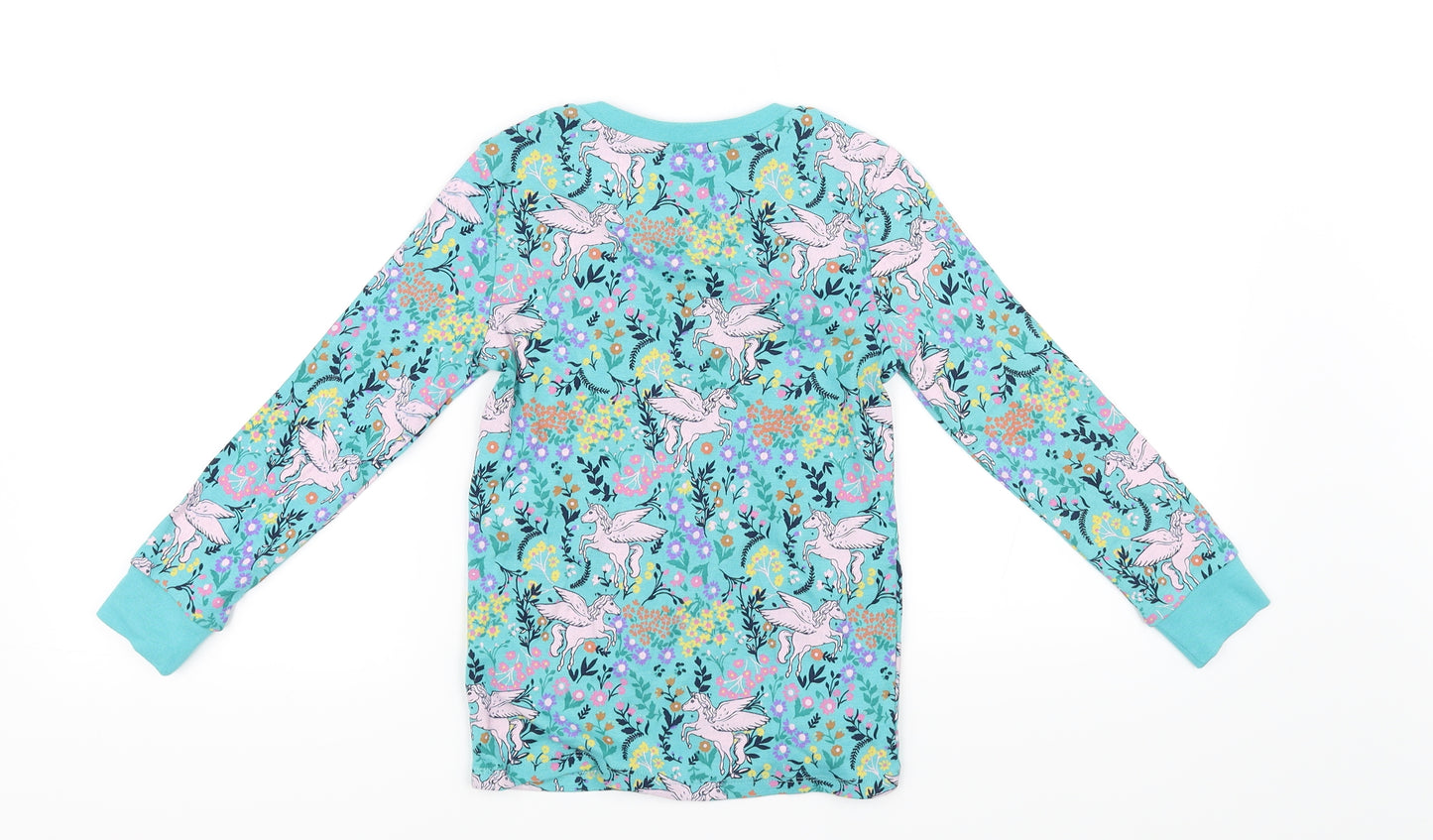 Marks and Spencer Girls Blue Floral  Basic T-Shirt Size 6-7 Years