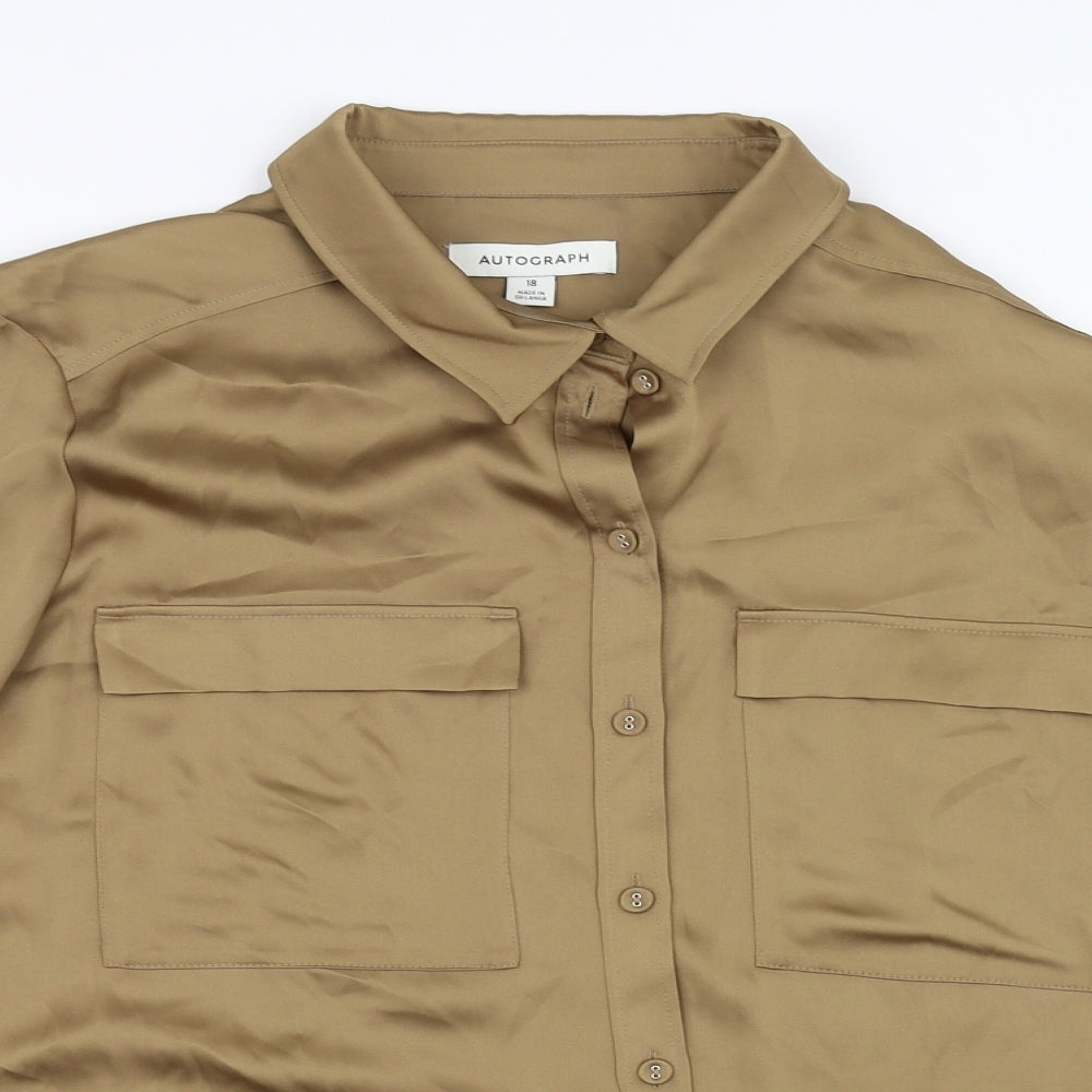 Autograph Womens Brown   Basic Button-Up Size 18