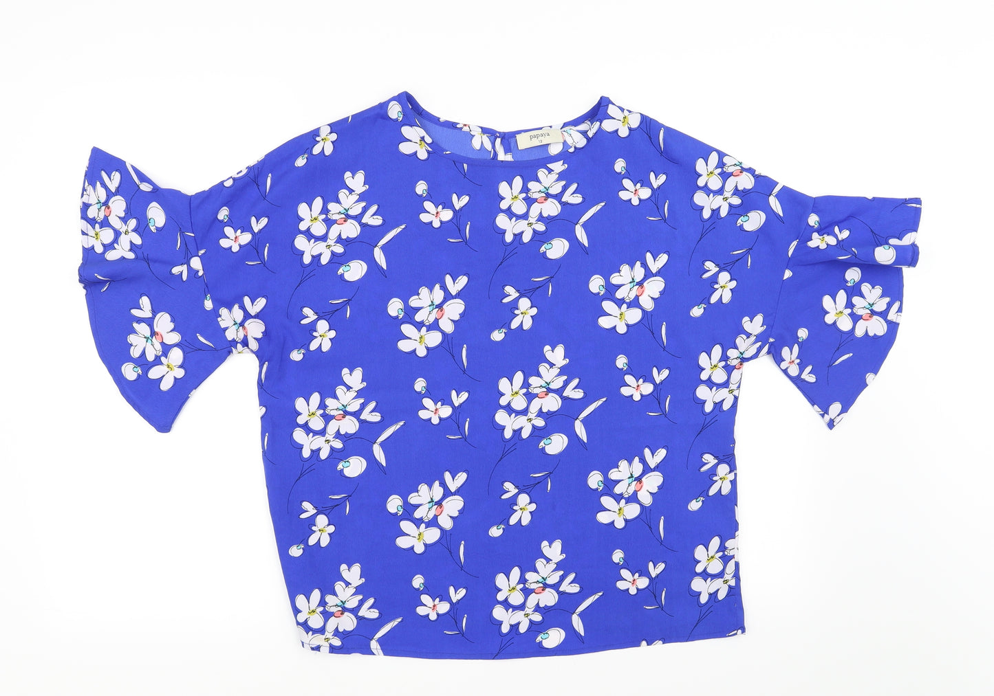 Papaya Womens Purple Floral  Basic Blouse Size 12