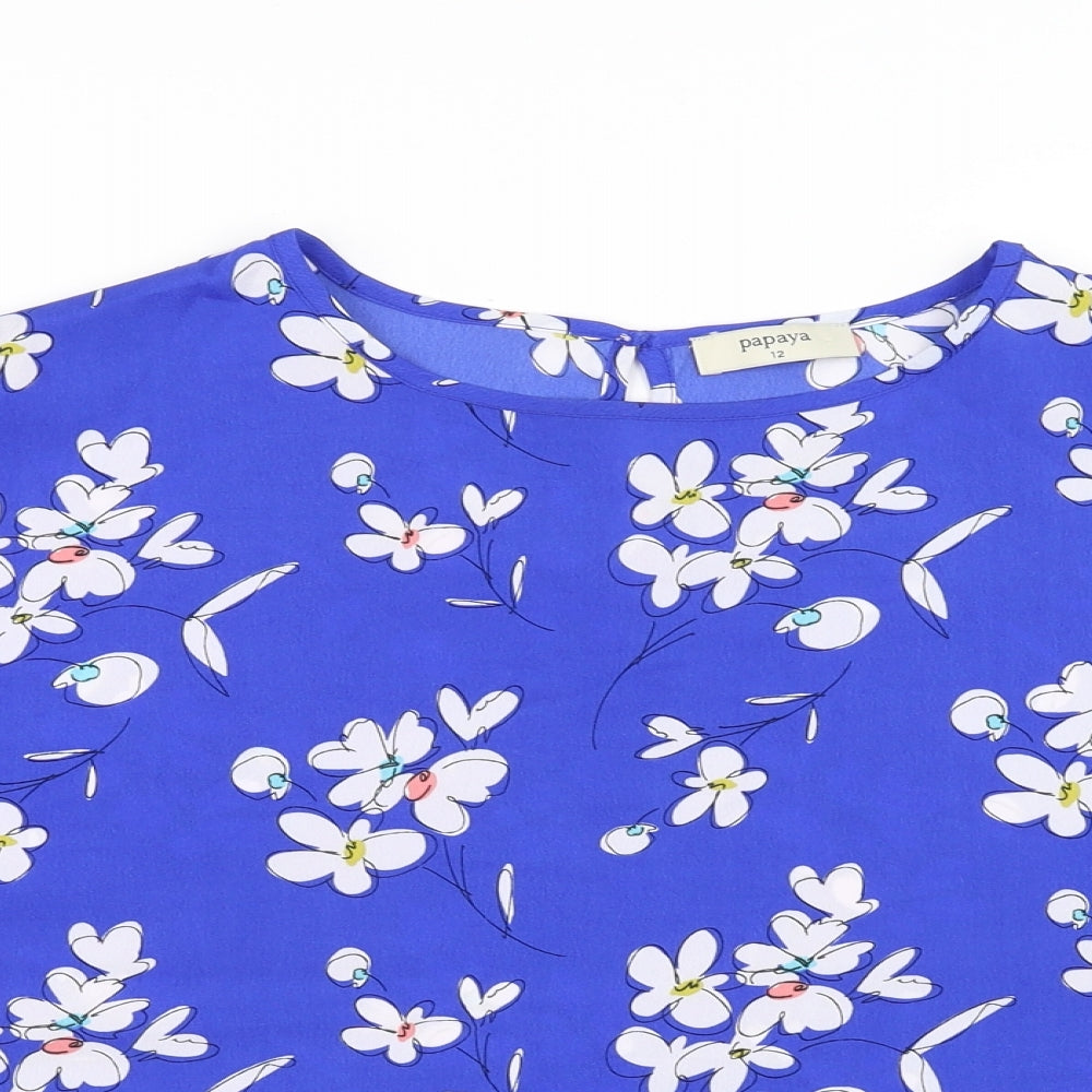 Papaya Womens Purple Floral  Basic Blouse Size 12