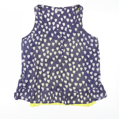Johnnie B Womens Blue Polka Dot  Basic Blouse Size L