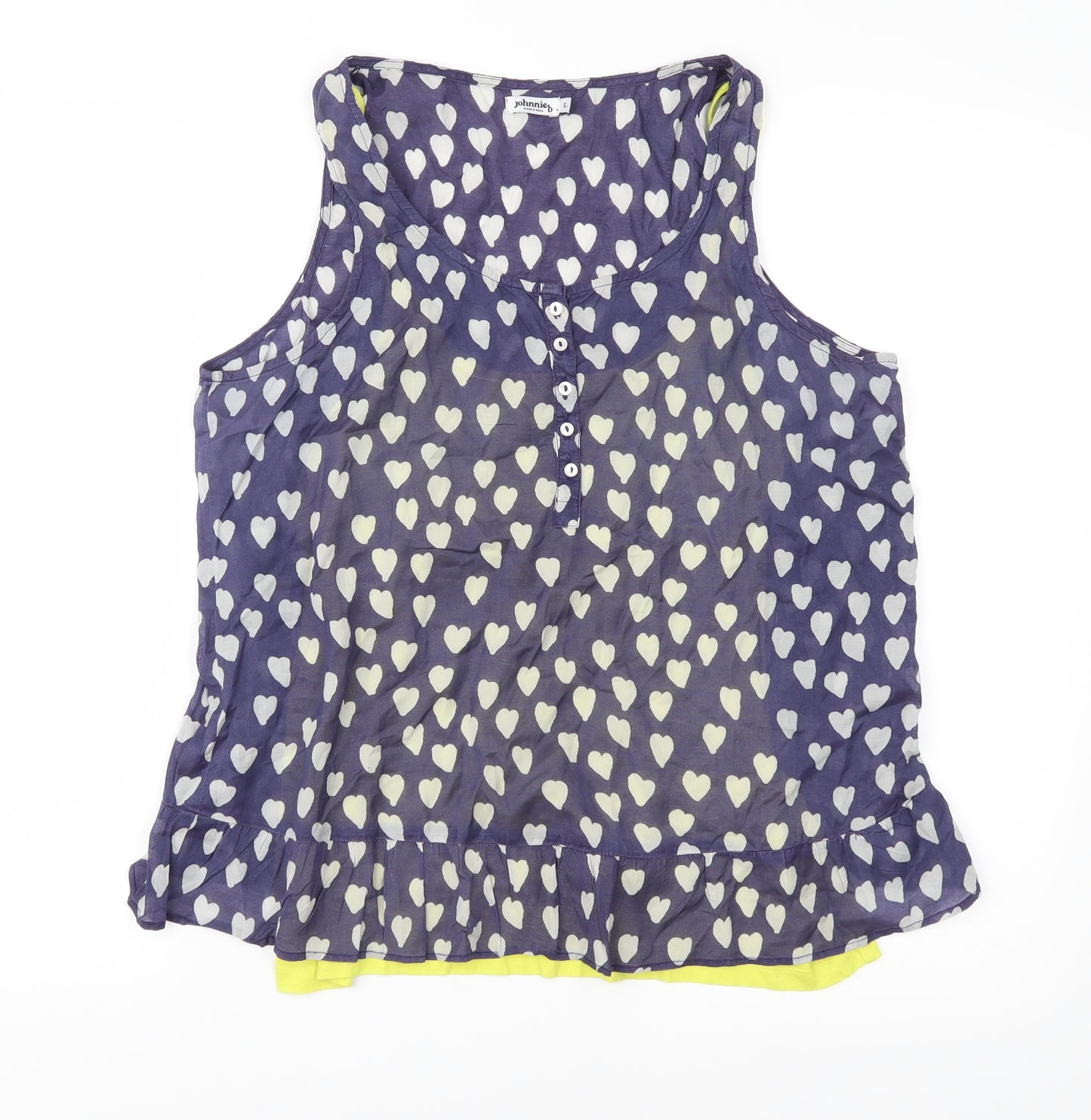 Johnnie B Womens Blue Polka Dot  Basic Blouse Size L