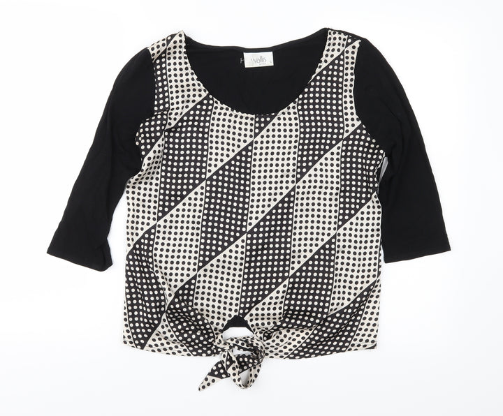 Wallis Womens Black Geometric Basic Blouse Size S