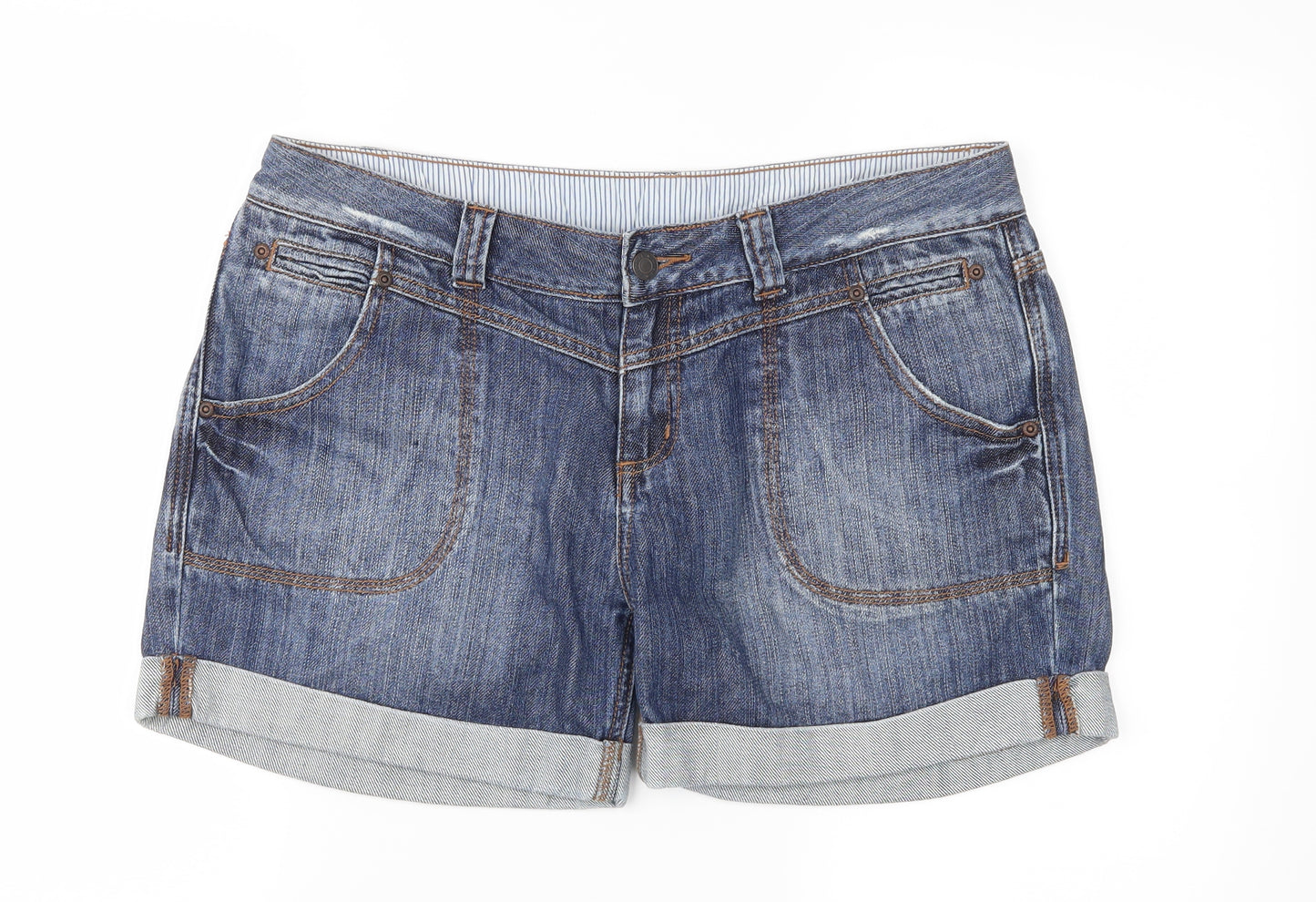 Miss Selfridge Womens Blue  Denim Mom Shorts Size 14 - Distressed