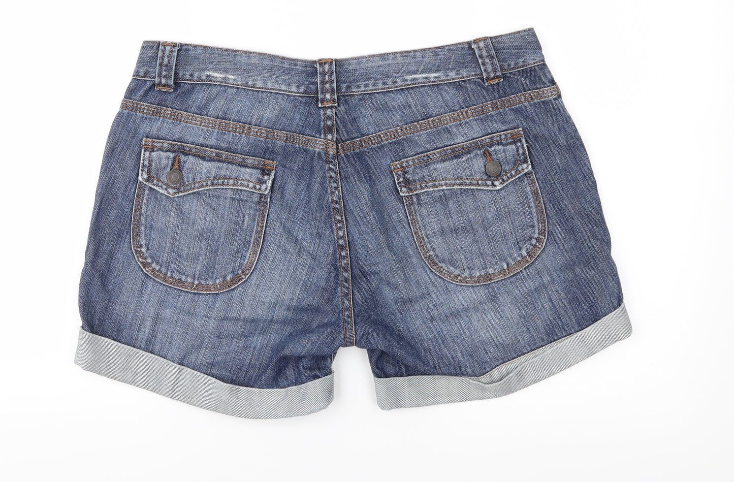 Miss Selfridge Womens Blue  Denim Mom Shorts Size 14 - Distressed