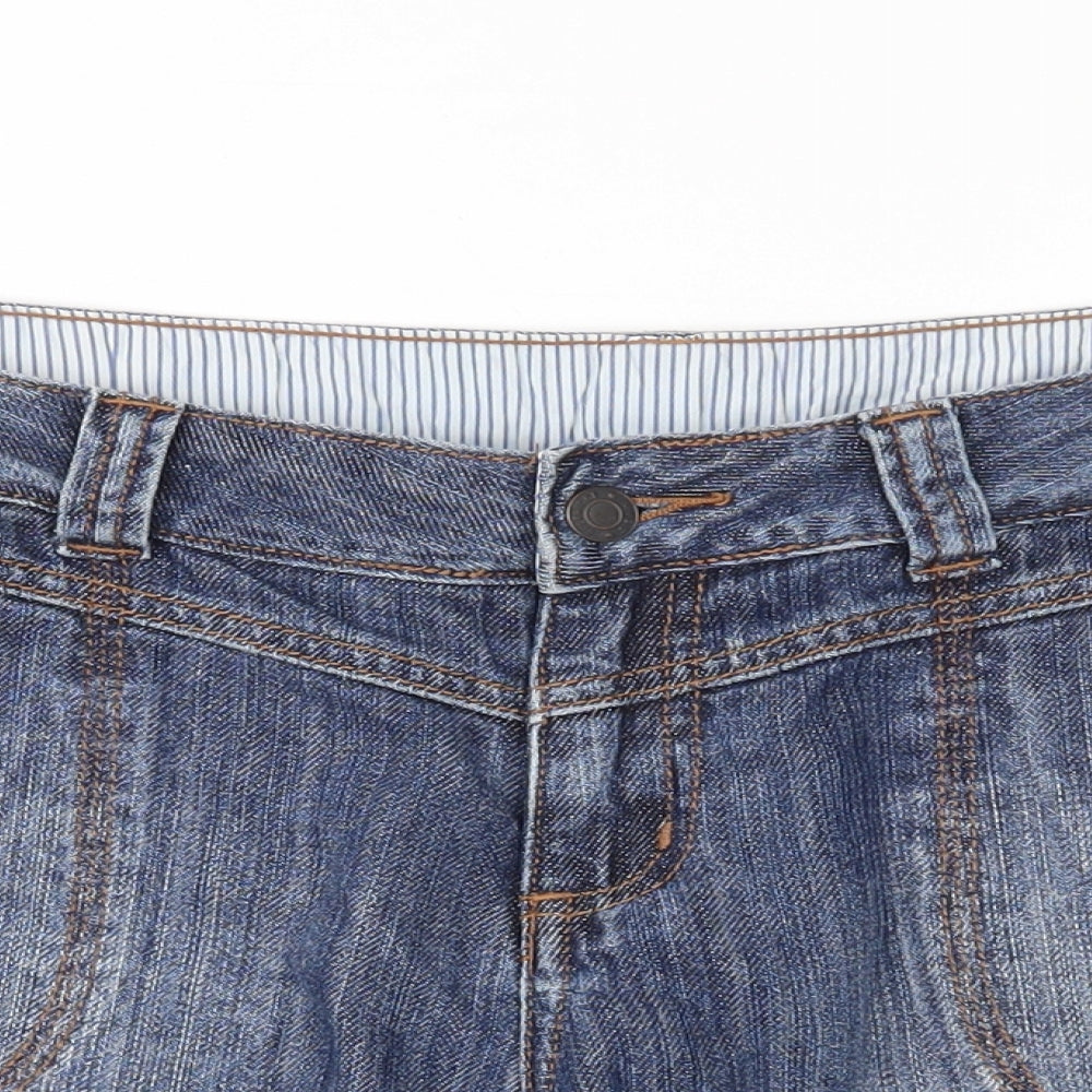Miss Selfridge Womens Blue  Denim Mom Shorts Size 14 - Distressed