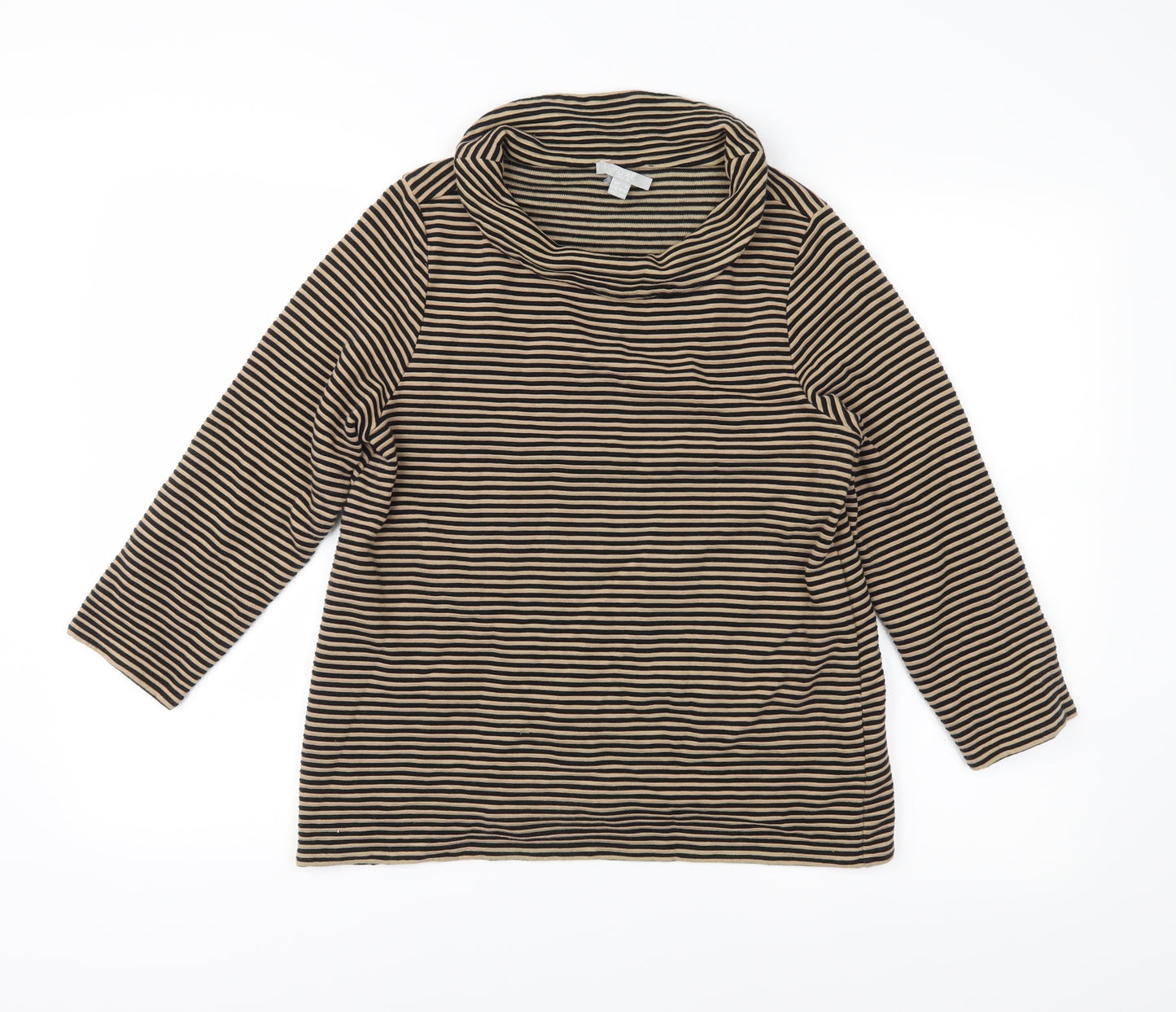 Pure Womens Brown Striped Jersey Basic Blouse Size 14