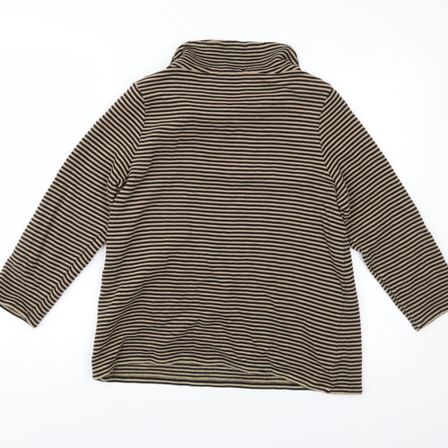 Pure Womens Brown Striped Jersey Basic Blouse Size 14